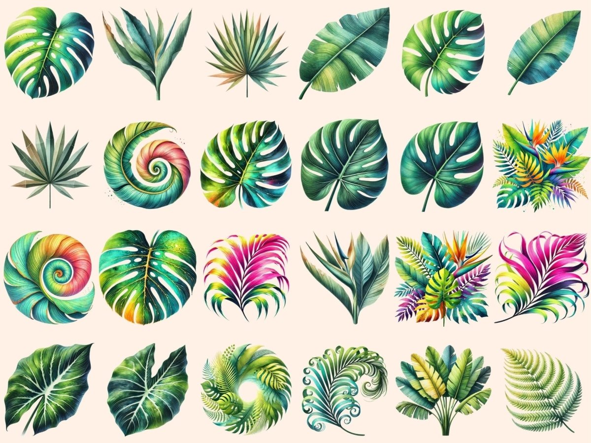 Tropical Leaves Clipart botanical clipart jungle clipart jungle leaves png - WondersArtist