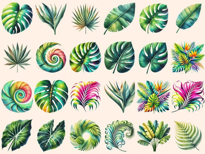 Tropical Leaves Clipart botanical clipart jungle clipart jungle leaves png - WondersArtist