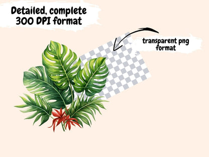 Tropical Leaves Watercolor Clipart botanical clipart - Wonders Artist