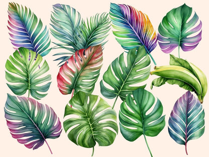 Tropical Leaves Watercolor Clipart botanical clipart - Wonders Artist