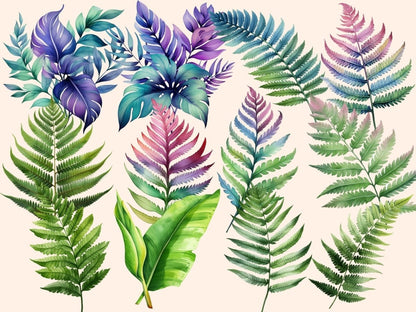 Tropical Leaves Watercolor Clipart botanical clipart - Wonders Artist