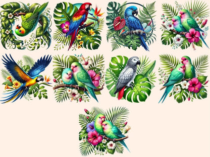 Tropical Parrots Clipart bird clipart - Wonders Artist