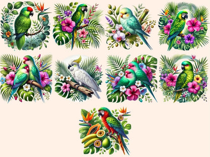 Tropical Parrots (P2) Clipart bird clipart - Wonders Artist