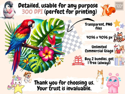 Tropical Parrots (P2) Clipart bird clipart - Wonders Artist