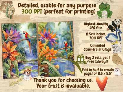 Tropical Plants Journal Pages (P2) exotic ephemera - Wonders Artist