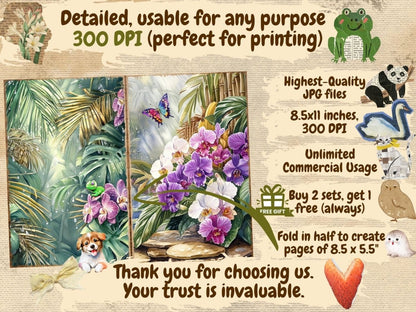 Tropical Plants Journal Pages (P3) exotic ephemera - Wonders Artist