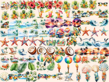 Tropical Summer Watercolor Clipart cocktail clipart - Wonders Artist