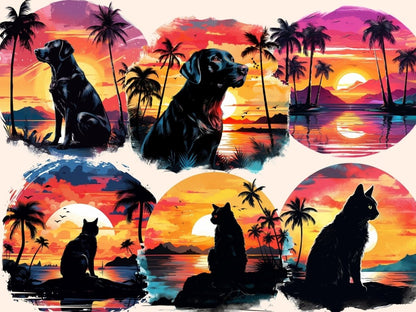 Tropical Sunsets Watercolor Clipart beach clipart - Wonders Artist
