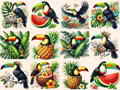 Tropical Toucans Clipart bird printables - Wonders Artist