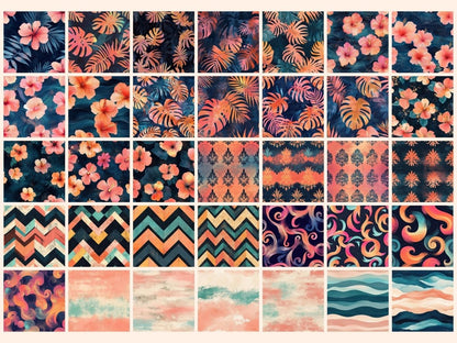 Tropical Twilight Seamless Digital Paper Dusk Palm Pattern - Wonders Artist