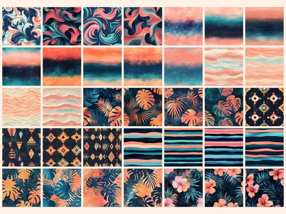 Tropical Twilight Seamless Digital Paper Dusk Palm Pattern - Wonders Artist