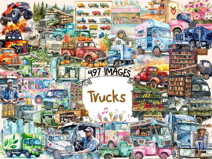 Trucks Watercolor Clipart monster truck png - Wonders Artist