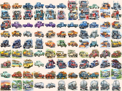 Trucks Watercolor Clipart monster truck png - Wonders Artist
