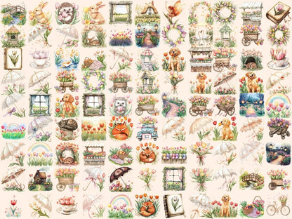 Tulip Fields Watercolor Clipart baking clipart - Wonders Artist