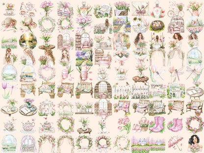 Tulip Spring Watercolor Clipart blooming tulips png floral clipart garden tulips png - WondersArtist