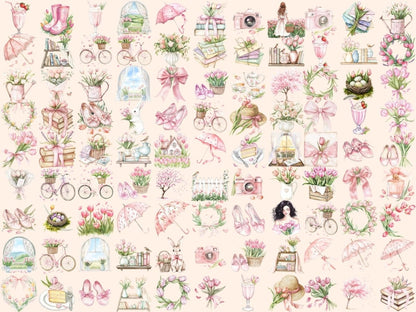 Tulip Spring Watercolor Clipart blooming tulips png floral clipart garden tulips png - WondersArtist