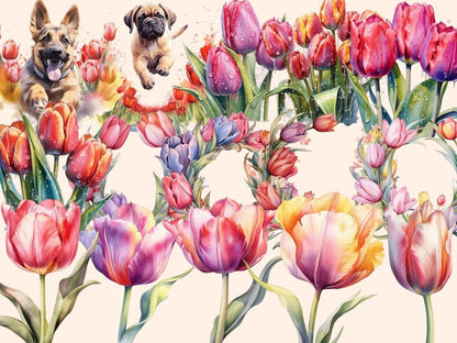 Tulips Watercolor Clipart dutch flower clipart - Wonders Artist