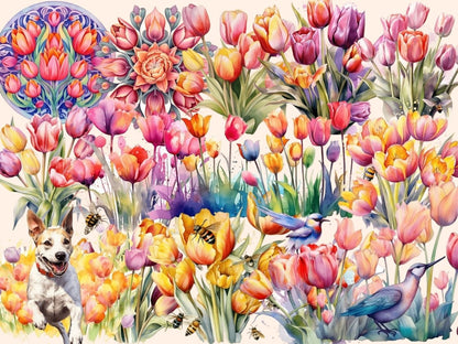 Tulips Watercolor Clipart dutch flower clipart - Wonders Artist