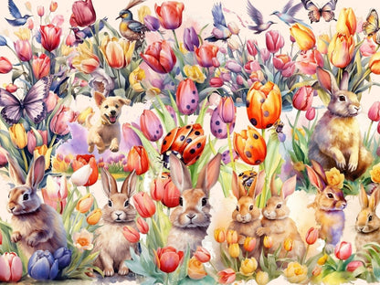 Tulips Watercolor Clipart dutch flower clipart - Wonders Artist