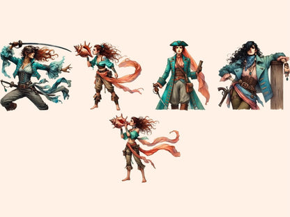 Turquoise Female Pirates Clipart cute pirate art female pirate png girl pirate clipart - WondersArtist