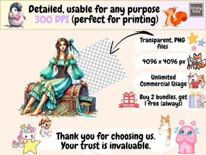 Turquoise Female Pirates Clipart cute pirate art female pirate png girl pirate clipart - WondersArtist