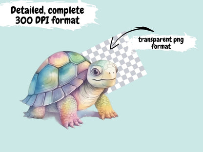 Turtle Tales Watercolor Clipart cute turtles - Wonders Artist