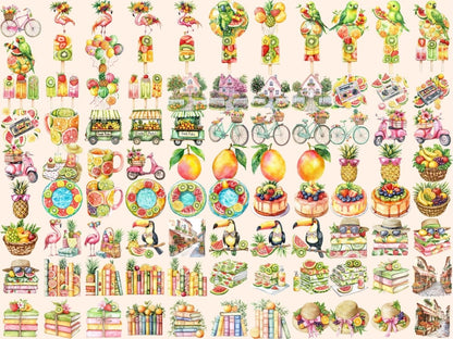 Tutti Frutti Watercolor Clipart colorful fruit png exotic fruit clipart fresh fruit clipart - WondersArtist