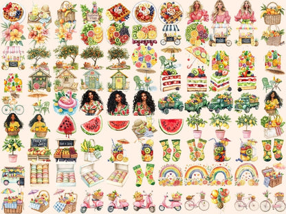 Tutti Frutti Watercolor Clipart colorful fruit png exotic fruit clipart fresh fruit clipart - WondersArtist