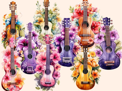 Ukulele Watercolor Clipart beach clipart - Wonders Artist