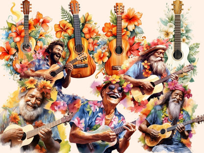 Ukulele Watercolor Clipart beach clipart - Wonders Artist