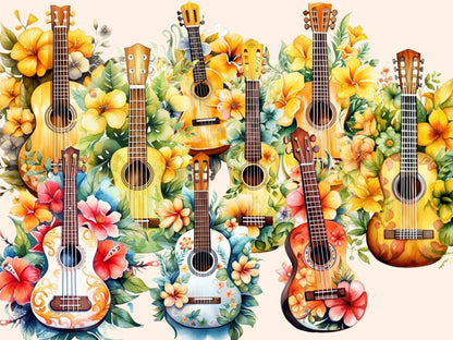 Ukulele Watercolor Clipart beach clipart - Wonders Artist