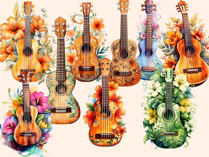 Ukulele Watercolor Clipart beach clipart - Wonders Artist