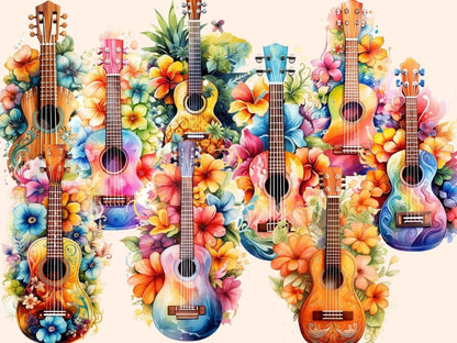 Ukulele Watercolor Clipart beach clipart - Wonders Artist