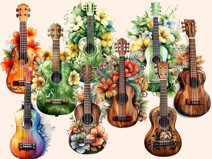 Ukulele Watercolor Clipart beach clipart - Wonders Artist