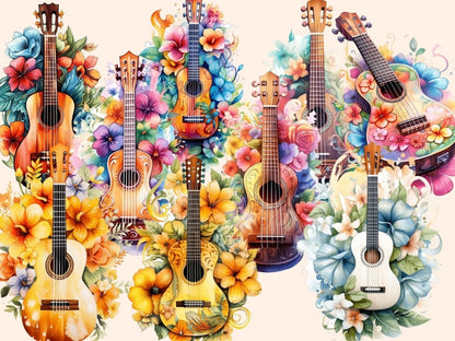 Ukulele Watercolor Clipart beach clipart - Wonders Artist