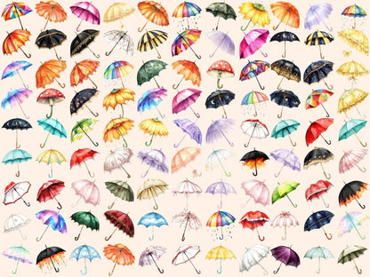 Umbrellas Watercolor Clipart Cozy Rain Clipart - Wonders Artist