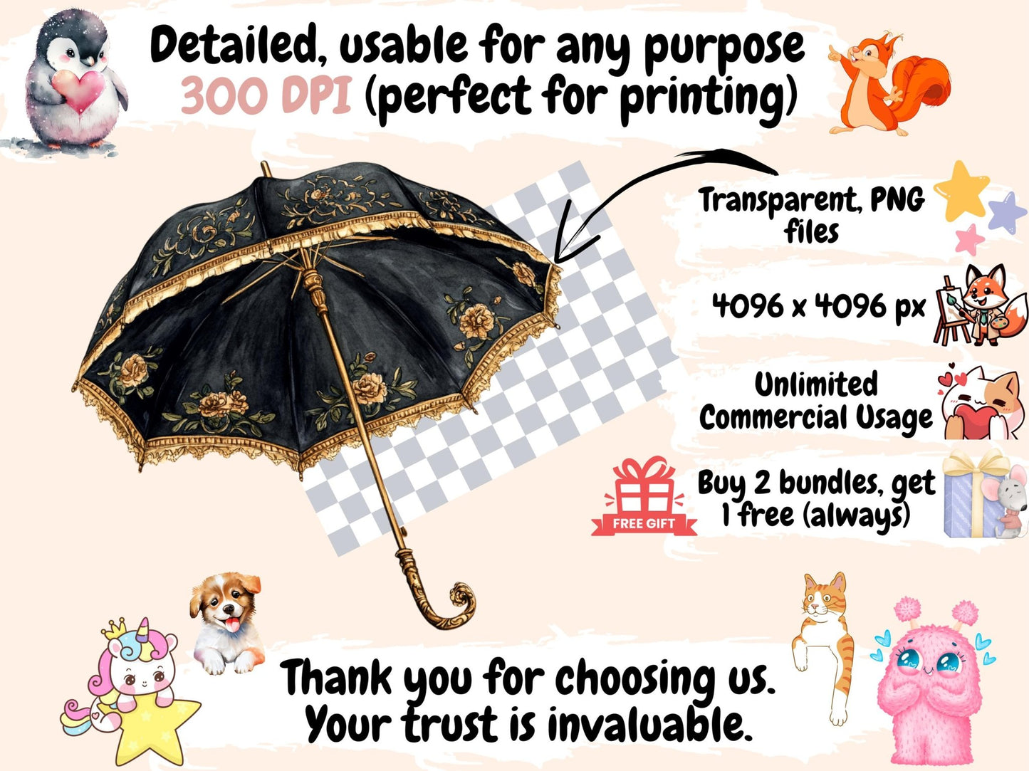 Umbrellas Watercolor Clipart - High - Quality Instant Digital Download for Creative Projects