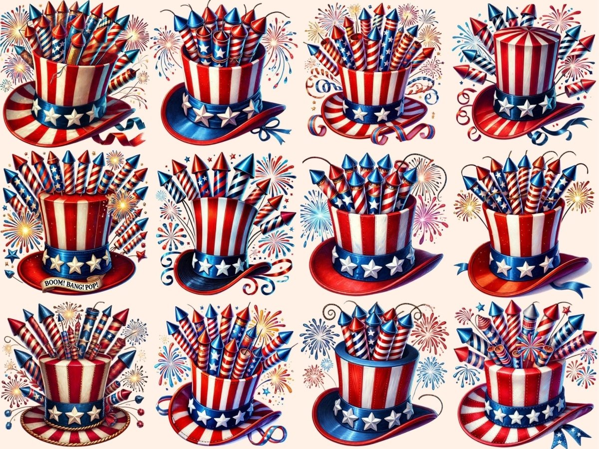 Uncle Sam Firecracker Hats Clipart 4th of july clipart - Wonders Artist
