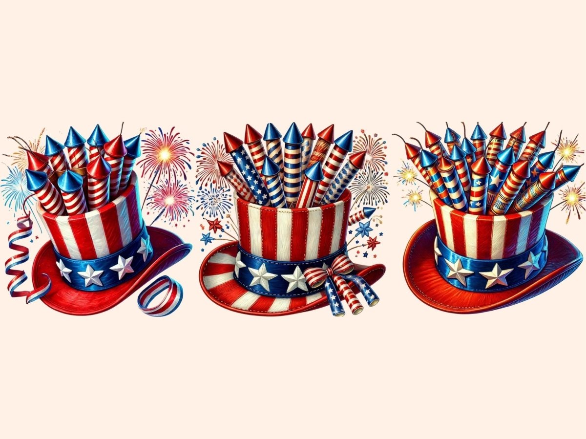 Uncle Sam Firecracker Hats Clipart 4th of july clipart - Wonders Artist