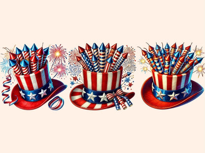Uncle Sam Firecracker Hats Clipart 4th of july clipart - Wonders Artist