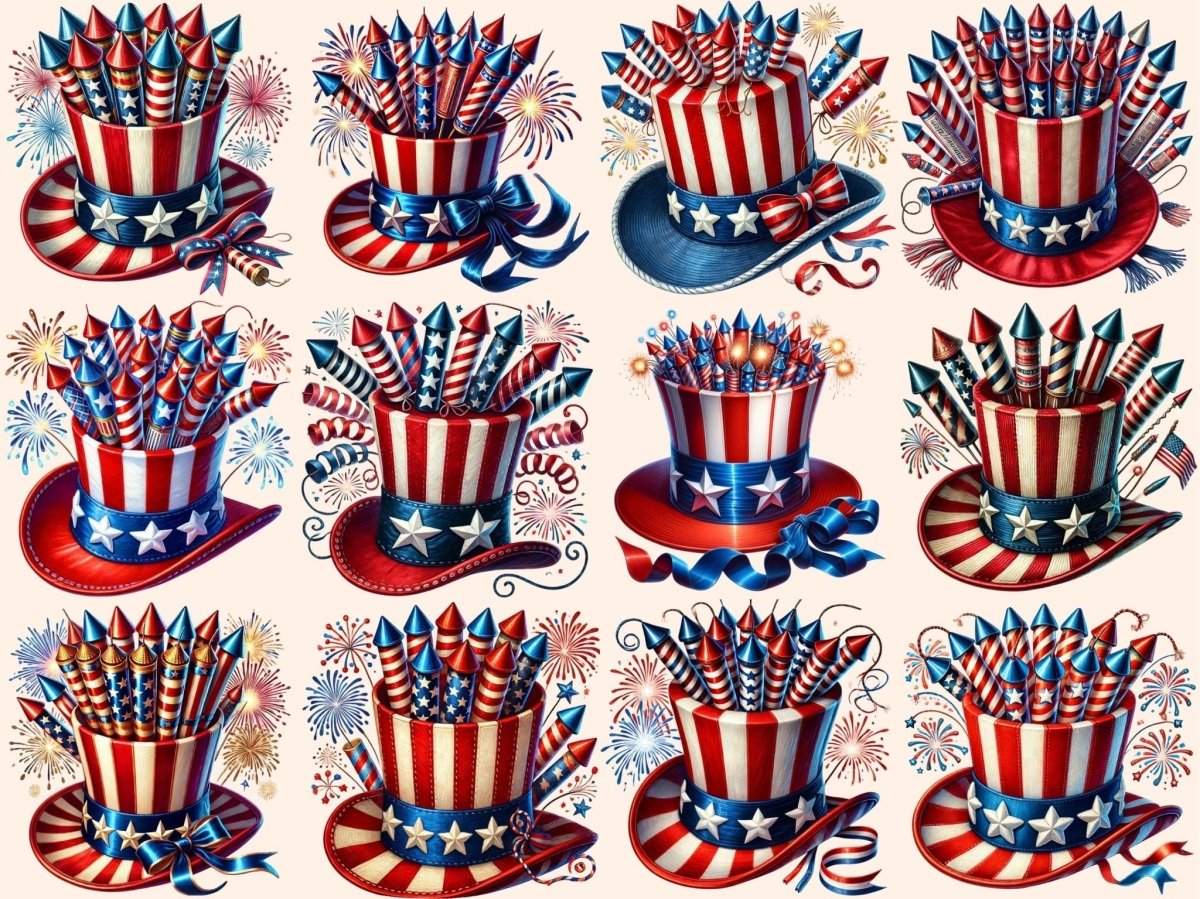 Uncle Sam Firecracker Hats Clipart 4th of july clipart - Wonders Artist