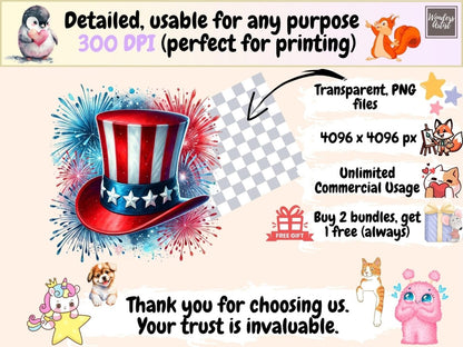 Uncle Sam Hats Clipart 4th of july clipart - Wonders Artist