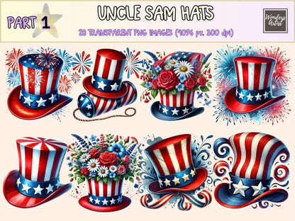 Uncle Sam Hats Clipart 4th of july clipart - Wonders Artist