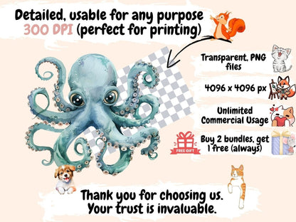 Under the Sea Watercolor Clipart Aquatic Clipart - Wonders Artist