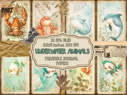 Underwater Animals Journal Pages Aquatic Scrapbook - Wonders Artist
