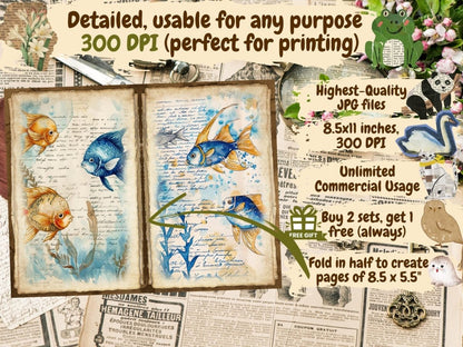 Underwater Animals Journal Pages (P2) Aquatic Scrapbook - Wonders Artist