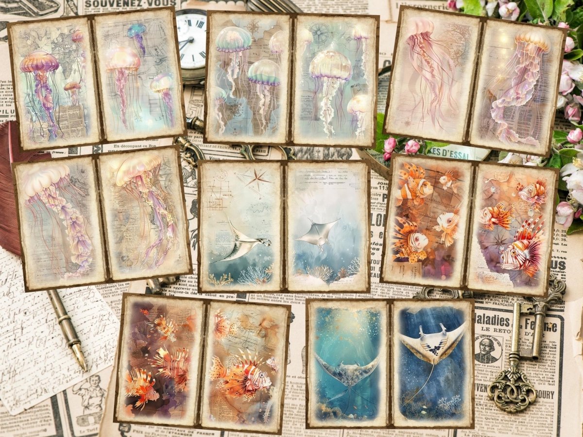 Underwater Animals Journal Pages (P3) Aquatic Scrapbook - Wonders Artist