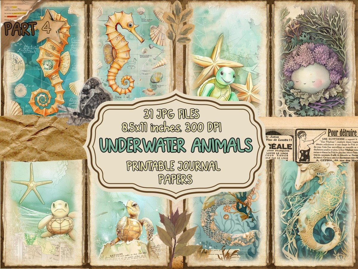 Underwater Animals Journal Pages (P4) Aquatic Scrapbook - Wonders Artist