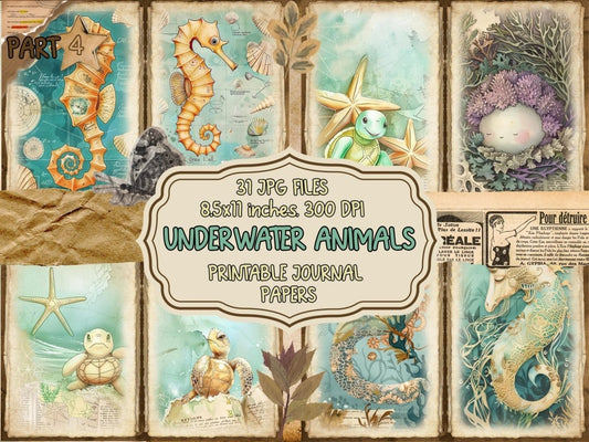 Underwater Animals Journal Pages (P4) Aquatic Scrapbook - Wonders Artist
