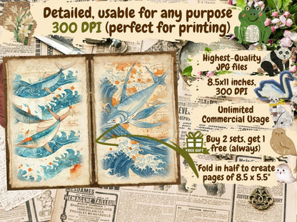 Underwater Animals Journal Pages (P5) Aquatic Scrapbook - Wonders Artist